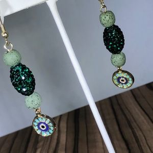 3/$30 Evil Eye Essential Oil Lava Rock Earrings